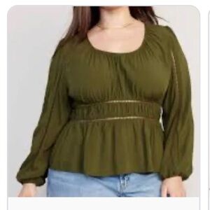 Old Navy Olive Green Peasant Blouse